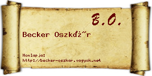 Becker Oszkár névjegykártya